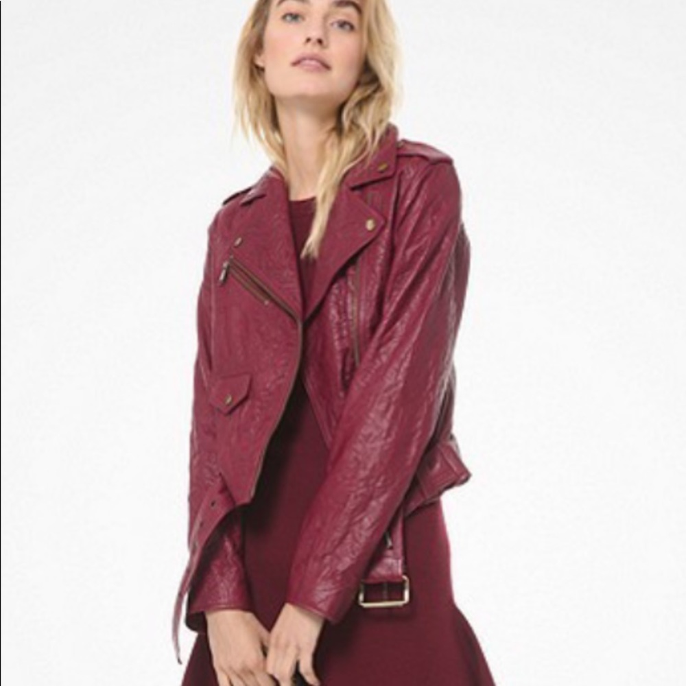 NWT Michael Kors Moto Jacket Dark Brandy Small